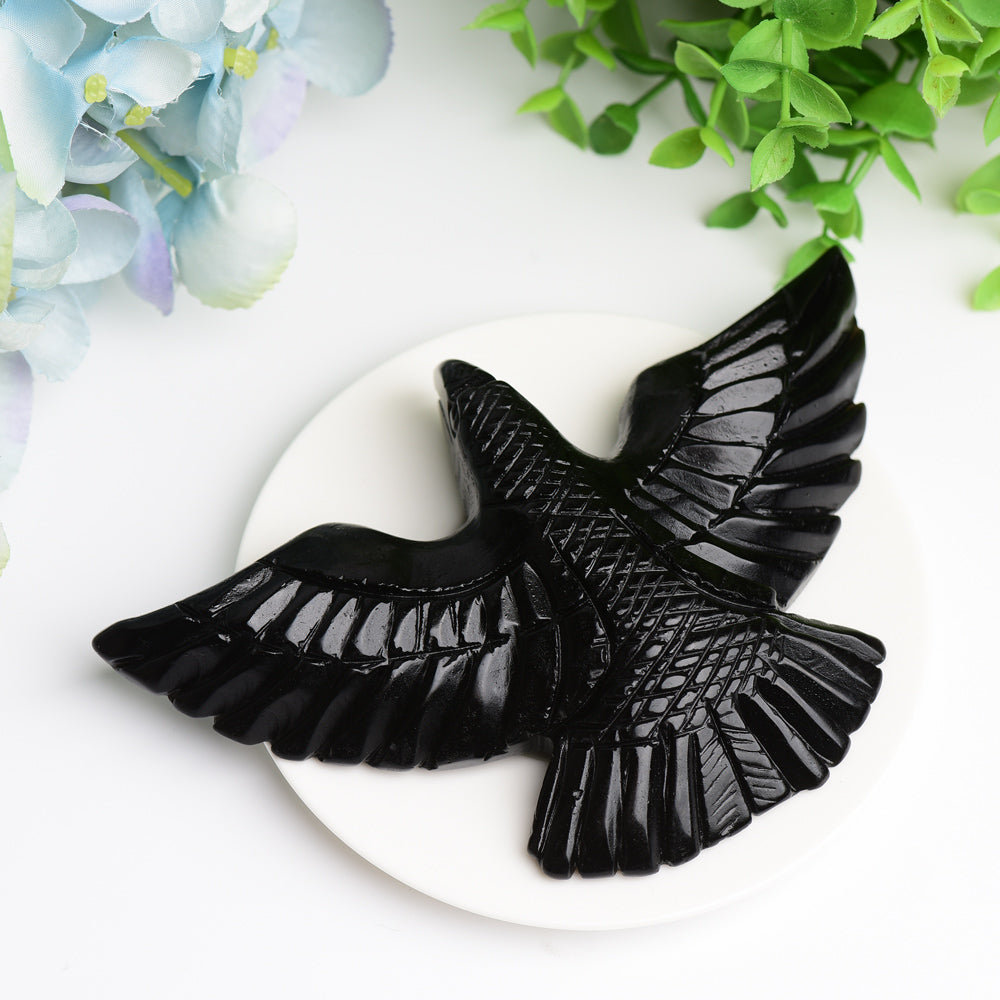 6.0" Black Obsidian Bird Crystal Carving Bulk Wholesale  Wholesale Crystals