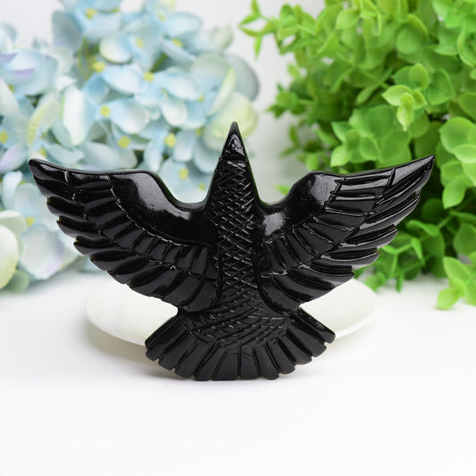 6.0" Black Obsidian Bird Crystal Carving Bulk Wholesale  Wholesale Crystals