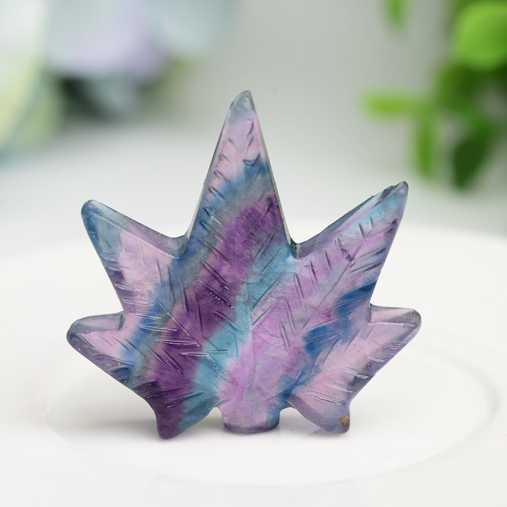 1.7" Mixed Crystal Maple Leaf Crystal Carving Bulk Wholesale  Wholesale Crystals