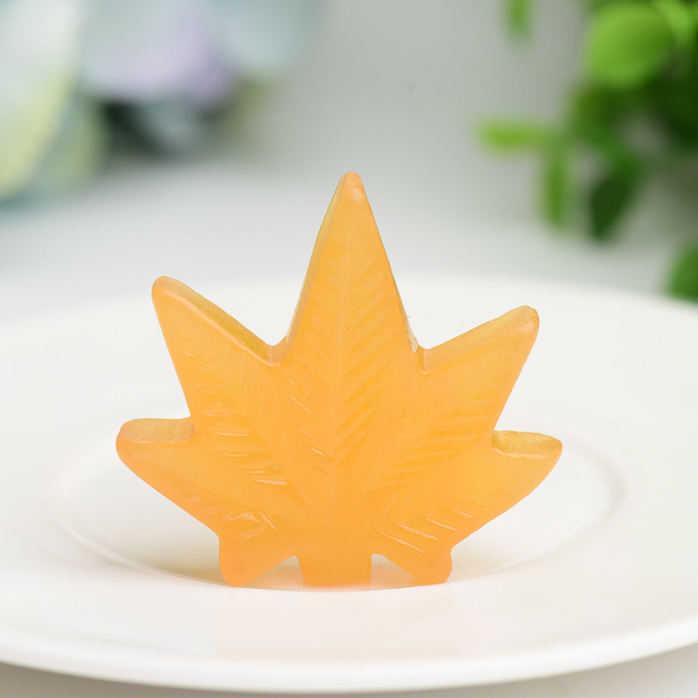 1.7" Mixed Crystal Maple Leaf Crystal Carving Bulk Wholesale  Wholesale Crystals