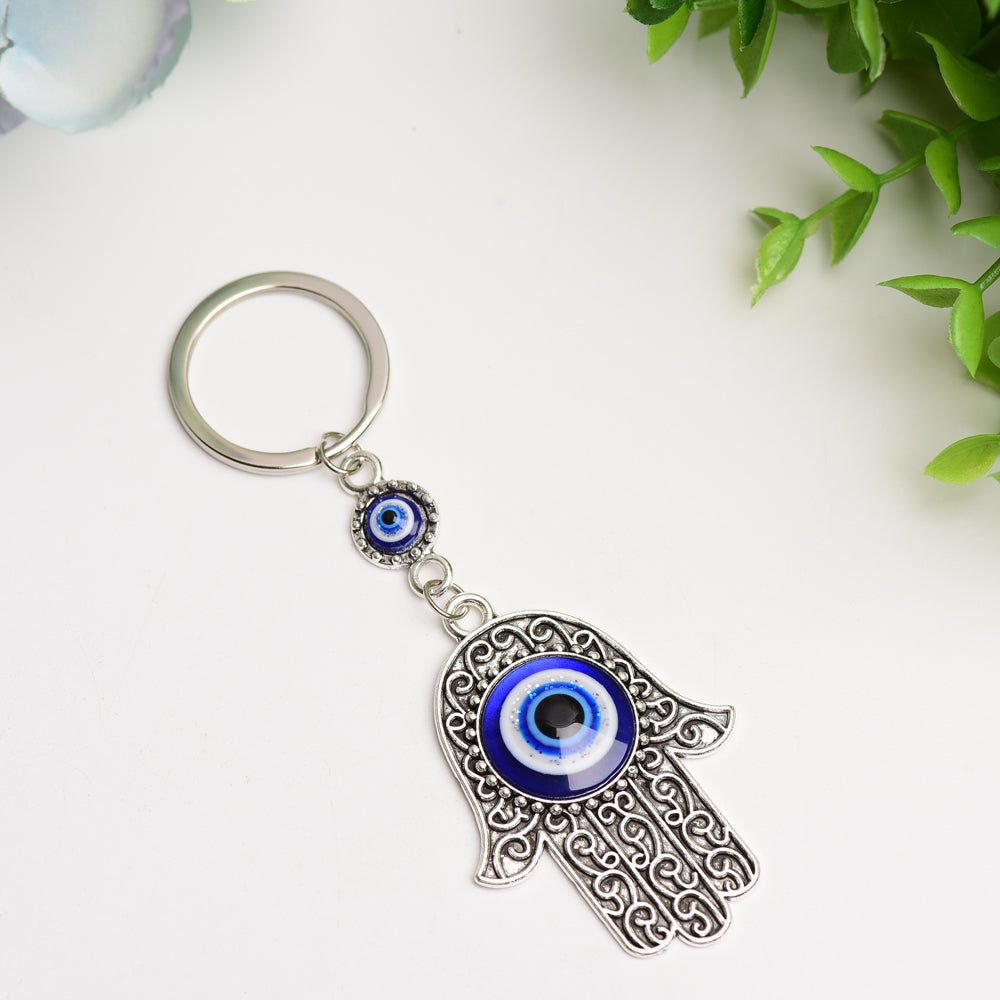 Metal Hand Shape with Evil's Eye Key Chain Bulk wholesale  Wholesale Crystals