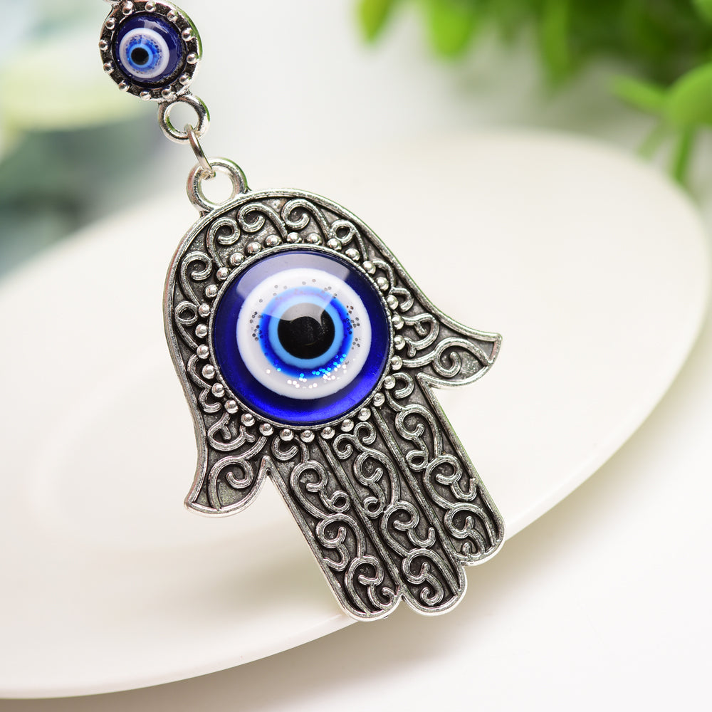 Metal Hand Shape with Evil's Eye Key Chain Bulk wholesale  Wholesale Crystals
