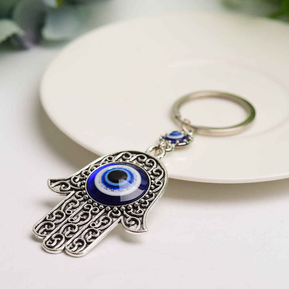 Metal Hand Shape with Evil's Eye Key Chain Bulk wholesale  Wholesale Crystals