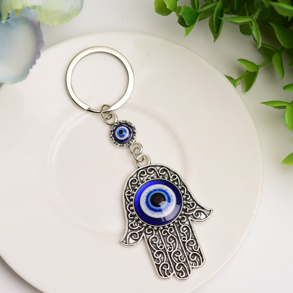 Metal Hand Shape with Evil's Eye Key Chain Bulk wholesale  Wholesale Crystals