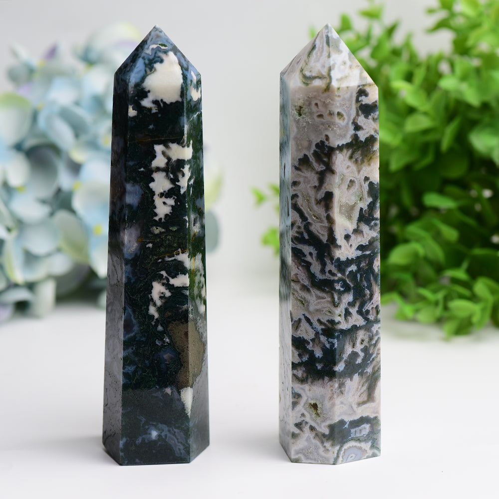 6.0" Moss Agate Crystal Tower Bulk Wholesale  Wholesale Crystals