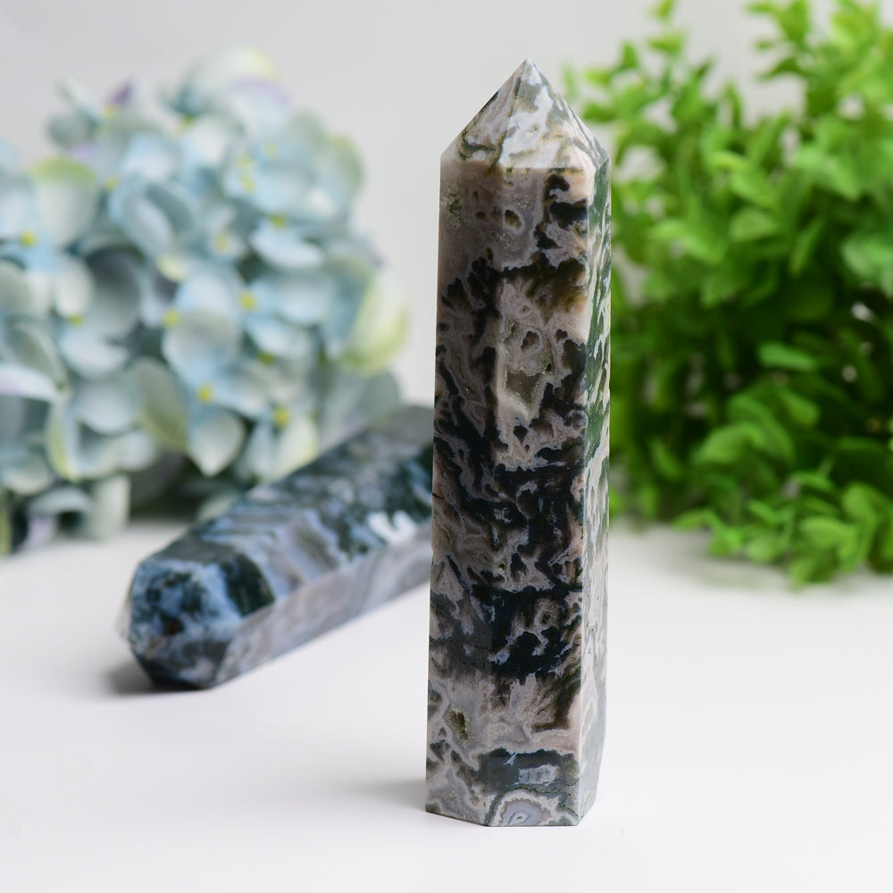 6.0" Moss Agate Crystal Tower Bulk Wholesale  Wholesale Crystals