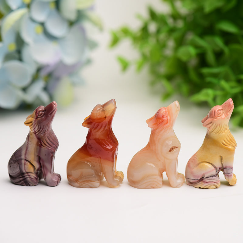 2.0" Mookite & Carnelian Wolf Crystal Carving Bulk Wholesale  Wholesale Crystals