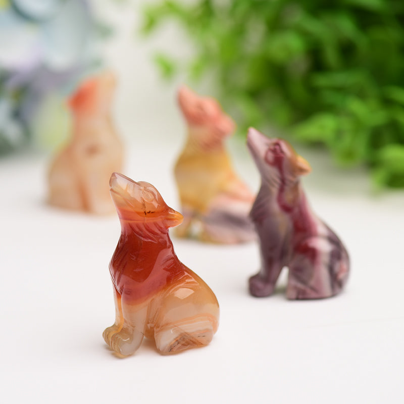 2.0" Mookite & Carnelian Wolf Crystal Carving Bulk Wholesale  Wholesale Crystals