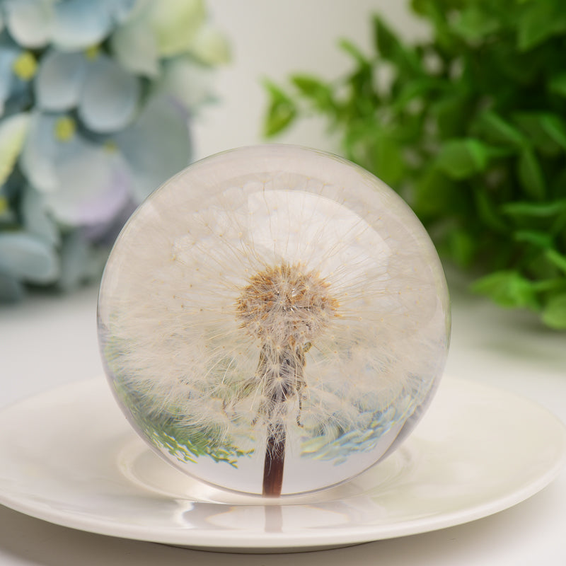 2.6" Resin Sphere with Dandelion Inside Bulk Wholesale  Wholesale Crystals