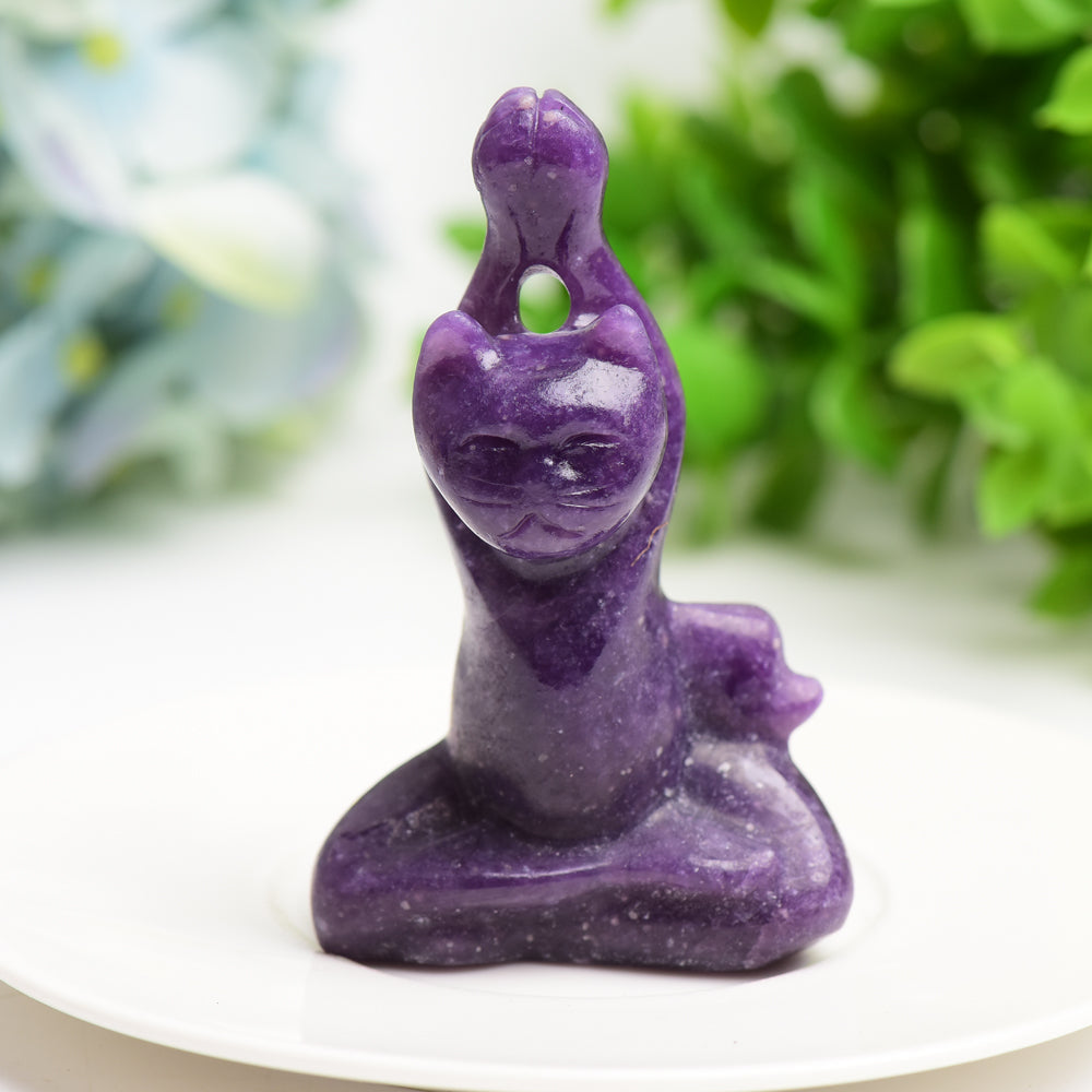 3.0" Mixed Crystal Yoga Cat Crystal Carving Bulk Wholesale  Wholesale Crystals