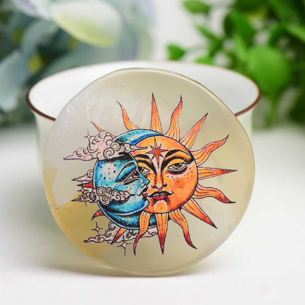 2.0" Agate Round Slab with Printing Bulk Wholesale  Wholesale Crystals