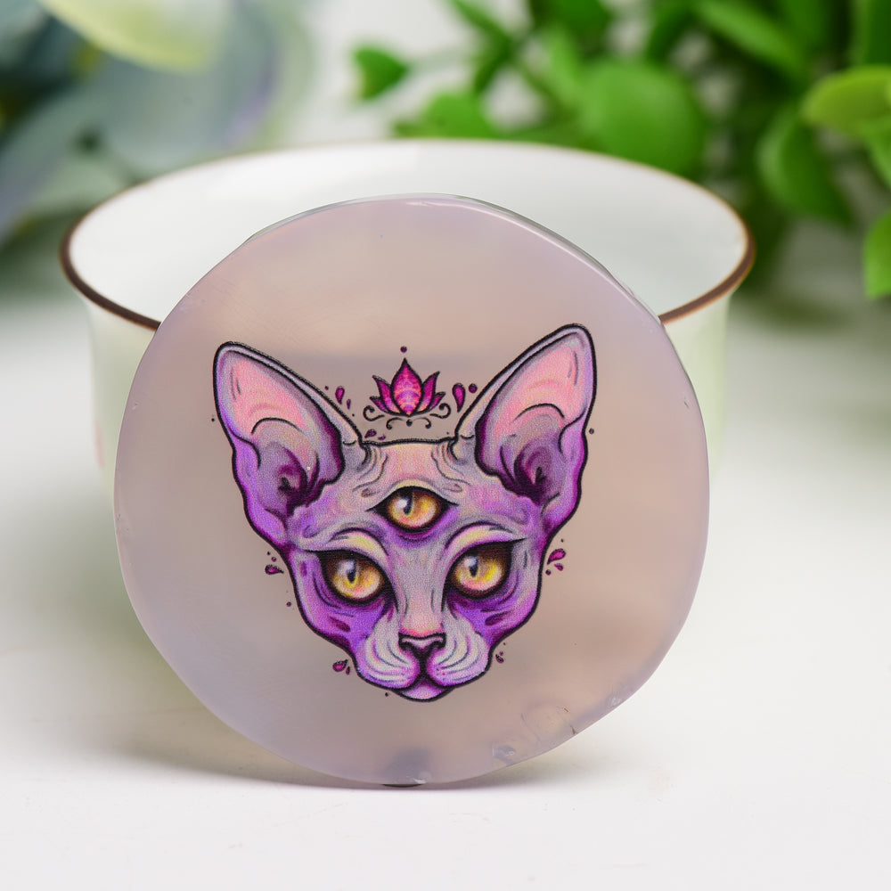 2.0" Agate Round Slab with Printing Bulk Wholesale  Wholesale Crystals