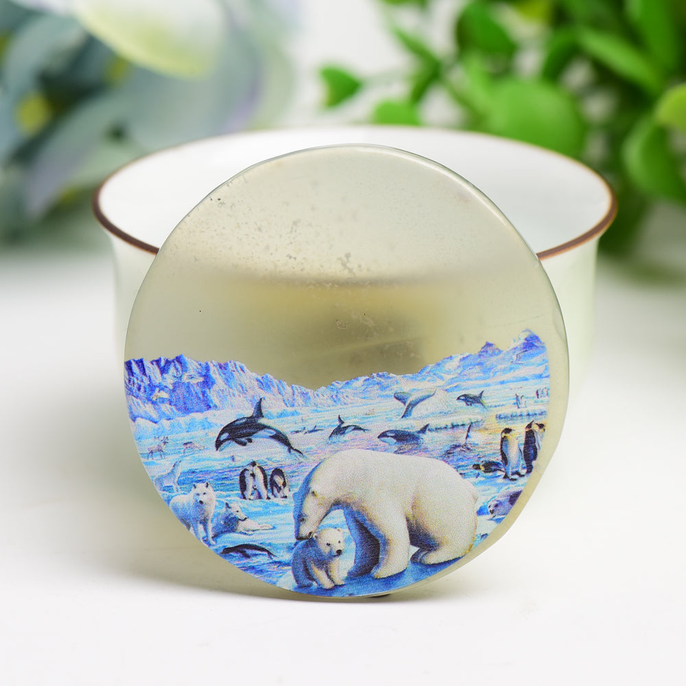 2.0" Agate Round Slab with Printing Bulk Wholesale  Wholesale Crystals