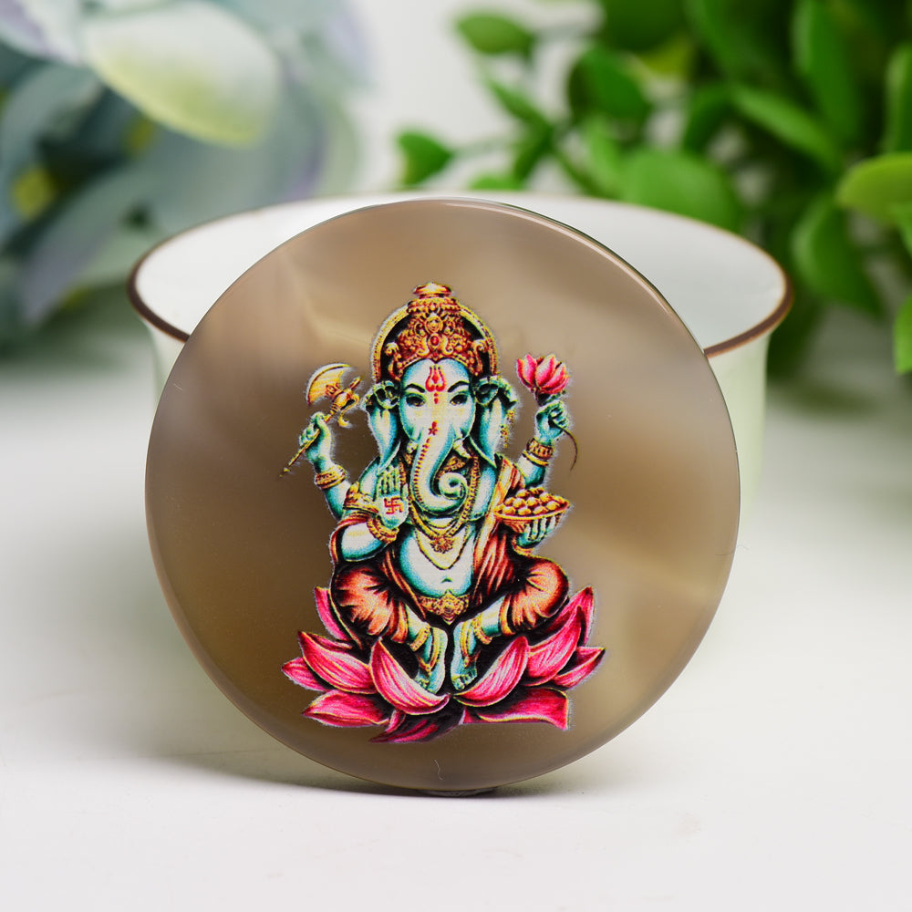 2.0" Agate Round Slab with Printing Bulk Wholesale  Wholesale Crystals