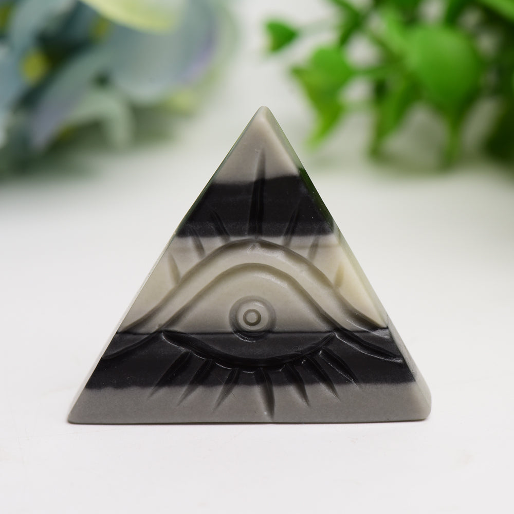 1.8" Taiji Stone Triangle Slab with Eivl's Eye Carving Bulk Wholesale  Wholesale Crystals