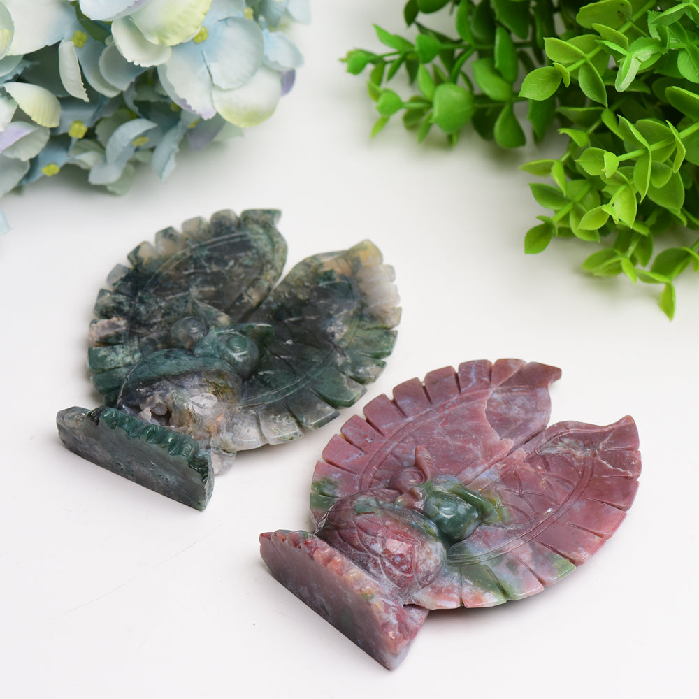 4.5" Ocean Jasper Moss Agate Owl Crystal Carving Bulk Wholesale  Wholesale Crystals
