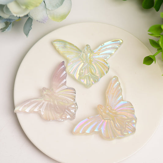 2.3" Aura Clear Quartz Butterfly Crystal Carving Bulk Wholesale  Wholesale Crystals