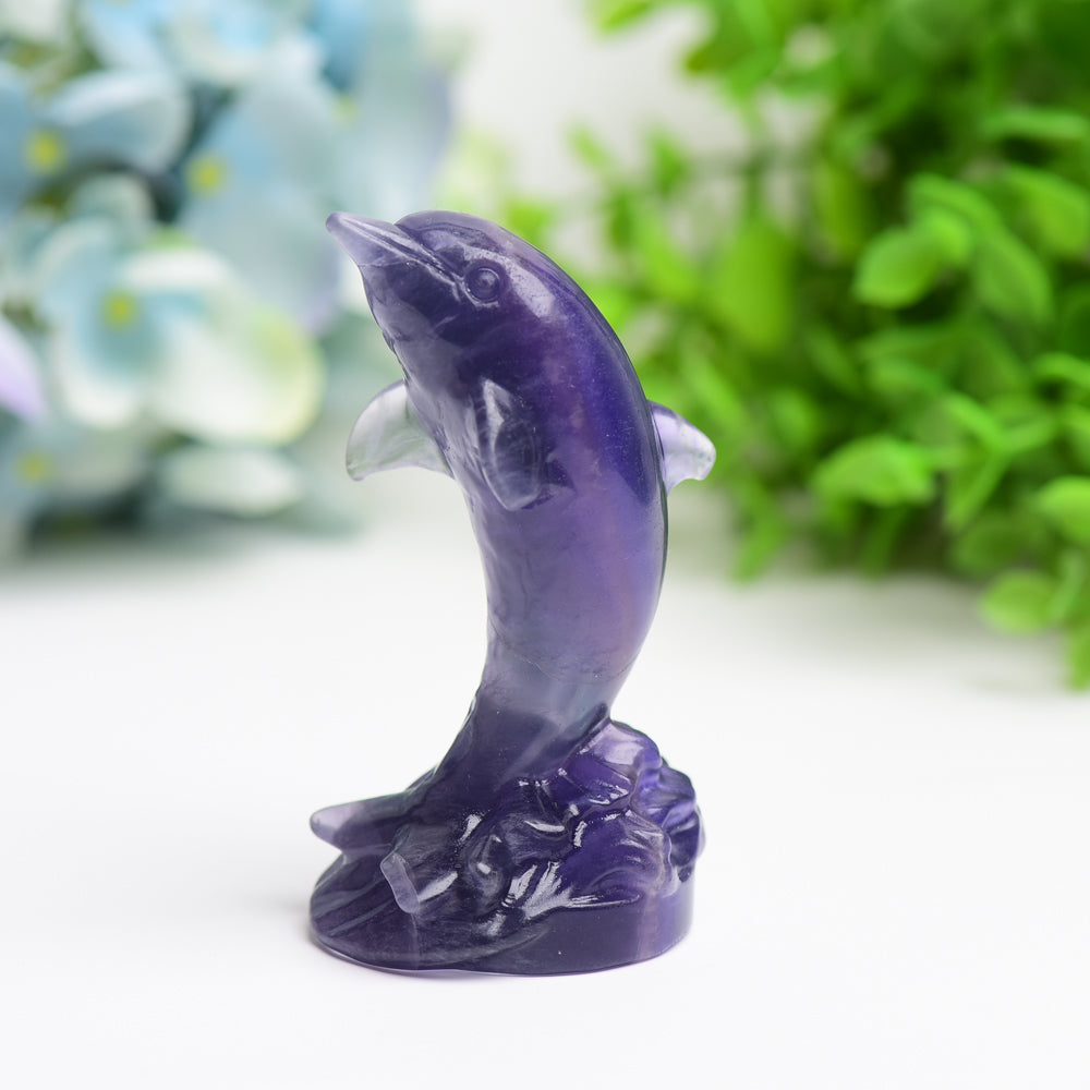 3.5" Fluorite Dolphin Crystal Carving Free Form Bulk Wholesale  Wholesale Crystals