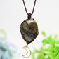 Rope Warrped Labradorite Stone Necklace with metal Moon Decor Bulk Wholesale  Wholesale Crystals