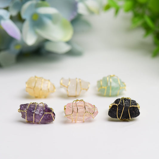 Raw Stone Metal Ring  Wholesale Crystals