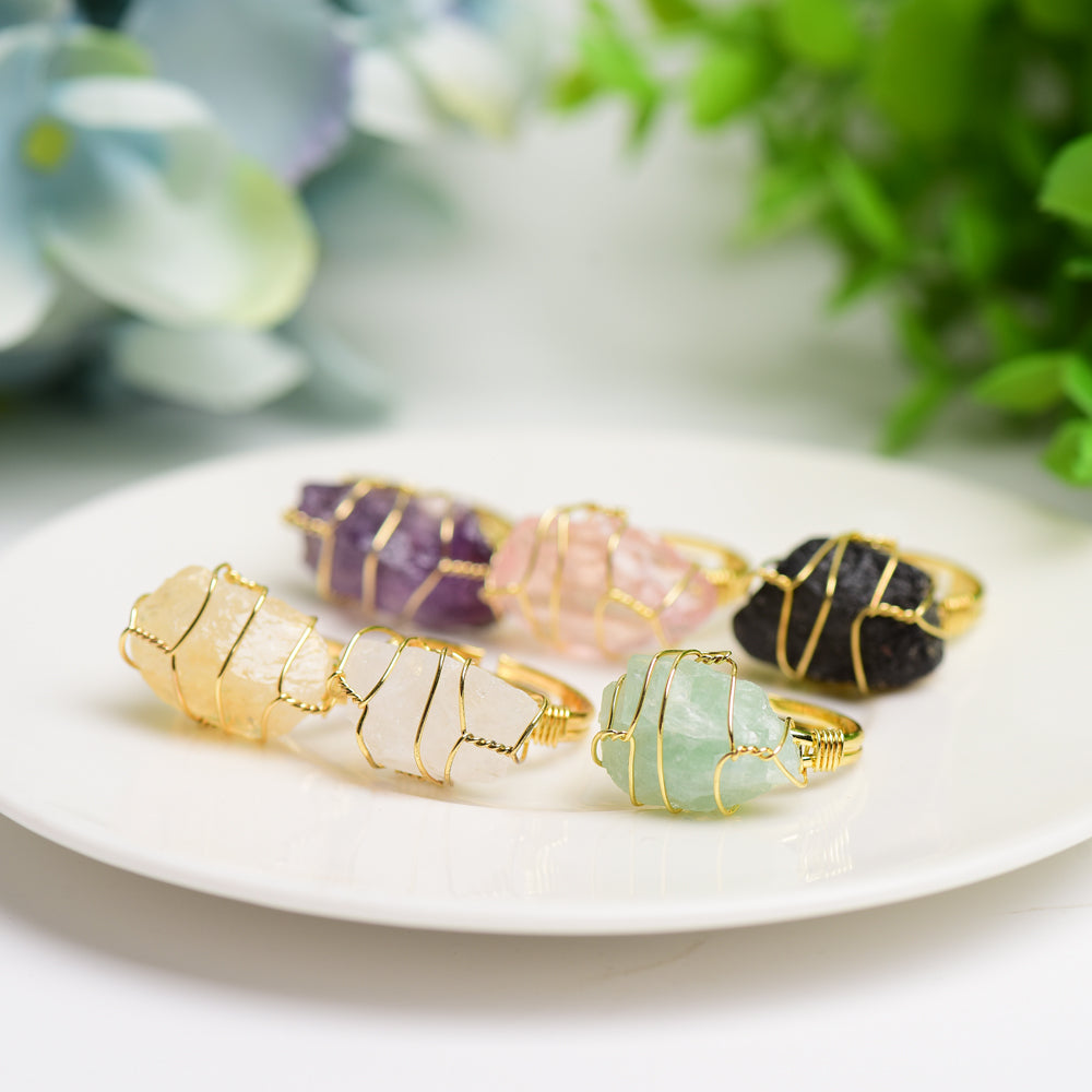 Raw Stone Metal Ring  Wholesale Crystals