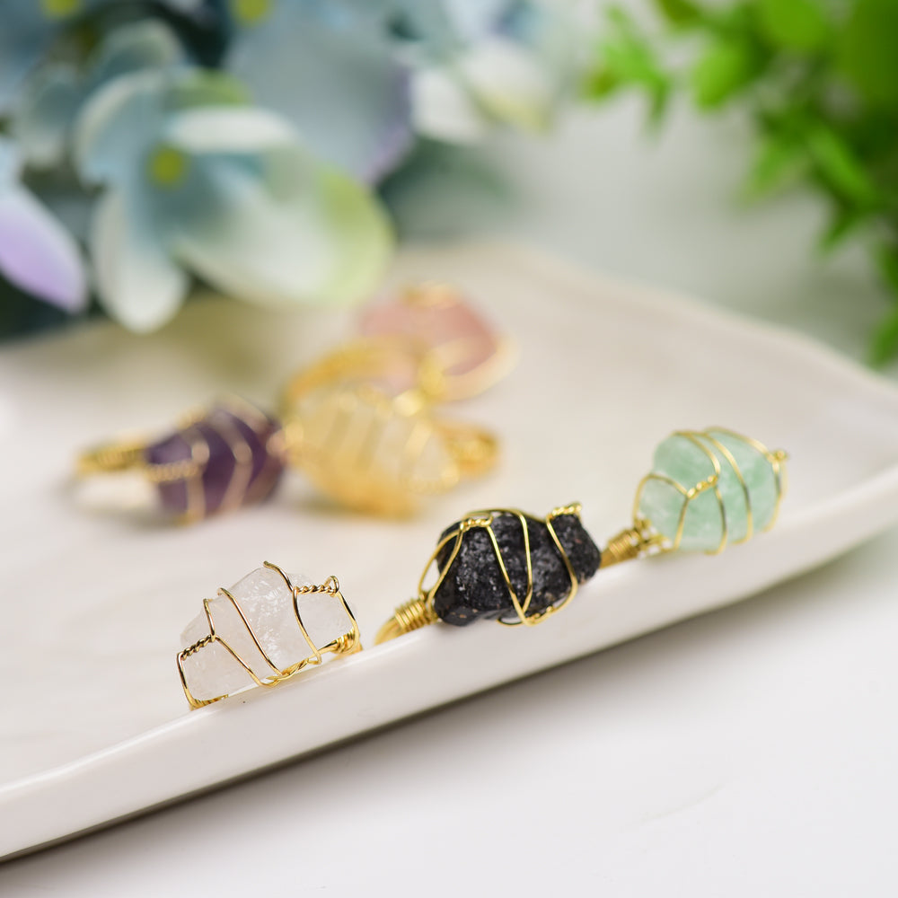 Raw Stone Metal Ring  Wholesale Crystals
