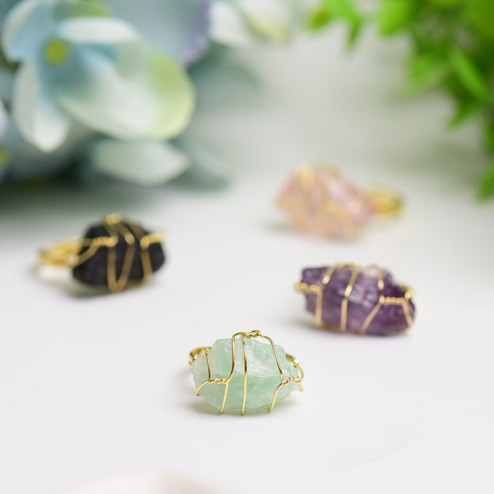 Raw Stone Metal Ring  Wholesale Crystals