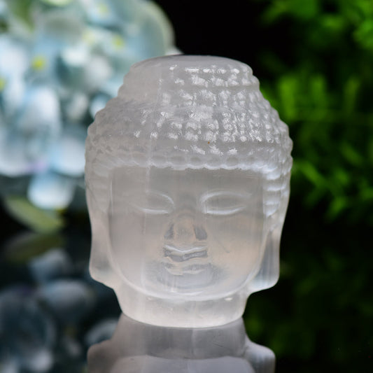 3.3" Selenite Carving Buddha Head Free Form Bulk Wholesale  Wholesale Crystals