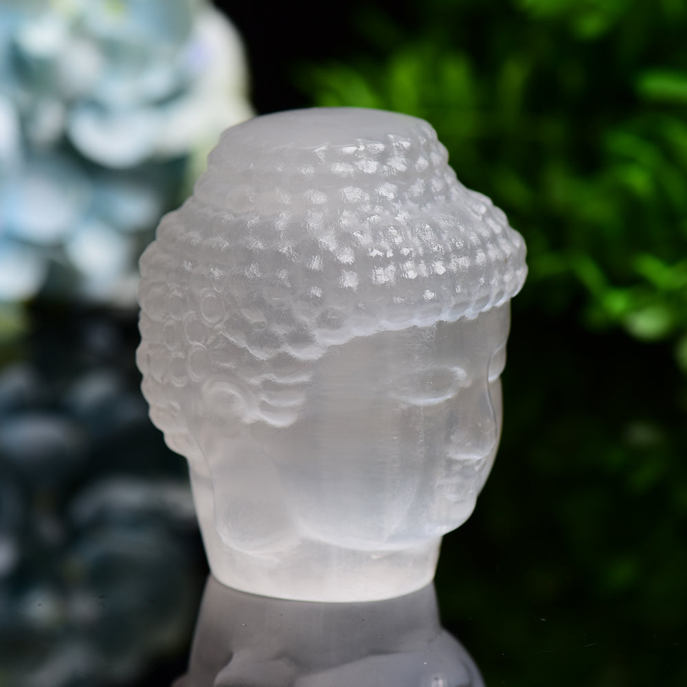 3.3" Selenite Carving Buddha Head Free Form Bulk Wholesale  Wholesale Crystals