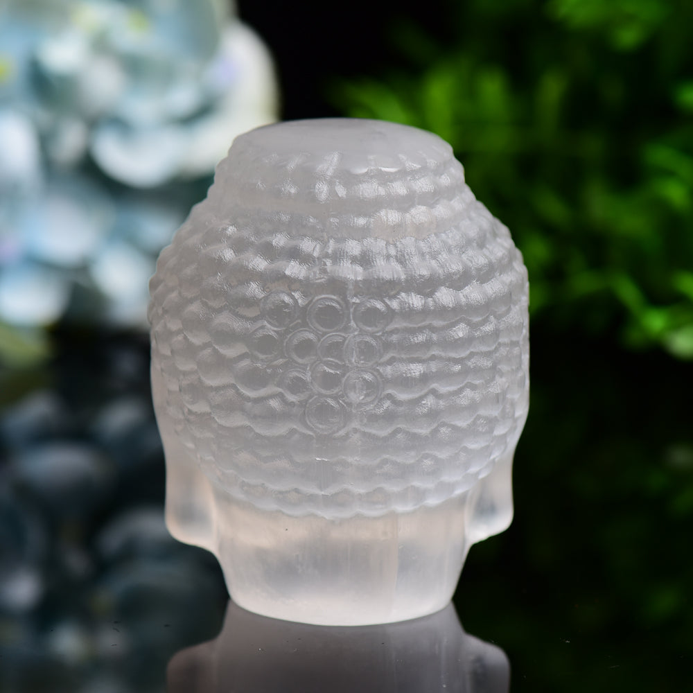 3.3" Selenite Carving Buddha Head Free Form Bulk Wholesale  Wholesale Crystals