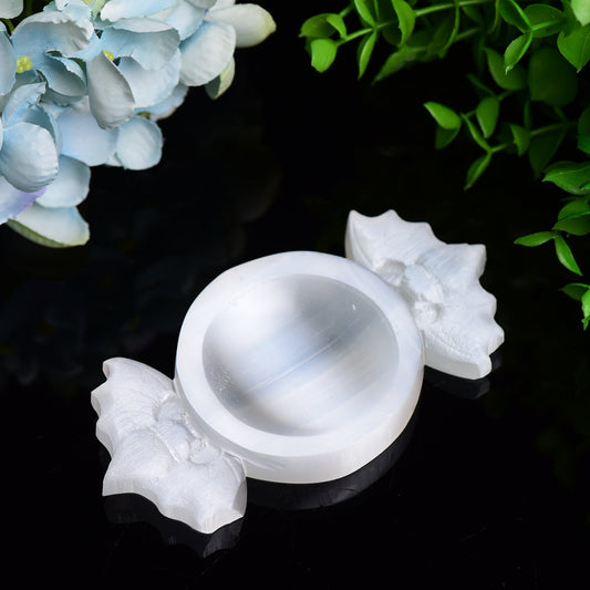 4.6" Selenite Candy Shape Bowl Bulk Wholesale  Wholesale Crystals