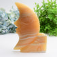 8.0" Huge Orange Calcite Moon Face and Rose Crystal Carving Free Form Bulk Wholesale  Wholesale Crystals