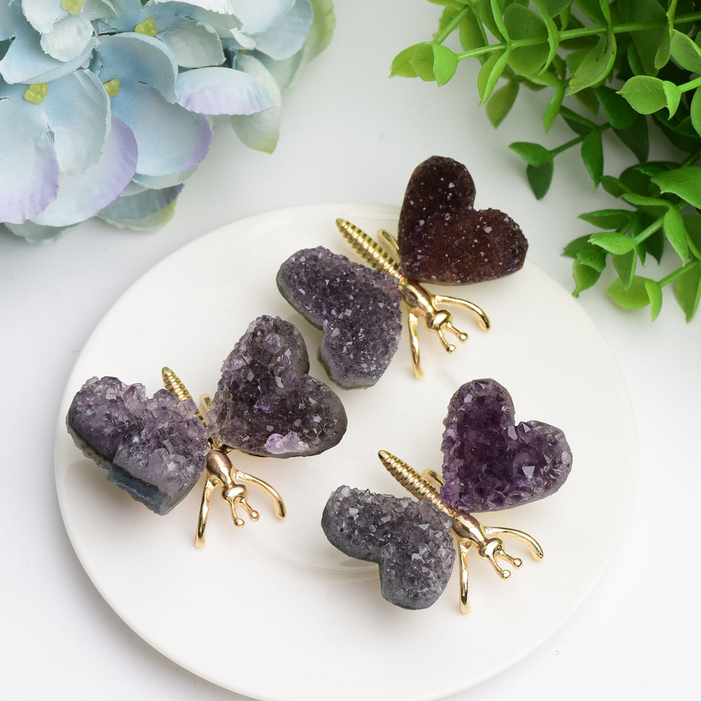 2.1" Amethyst Cluster Butterfly Design Free Form Bulk Wholesale  Wholesale Crystals