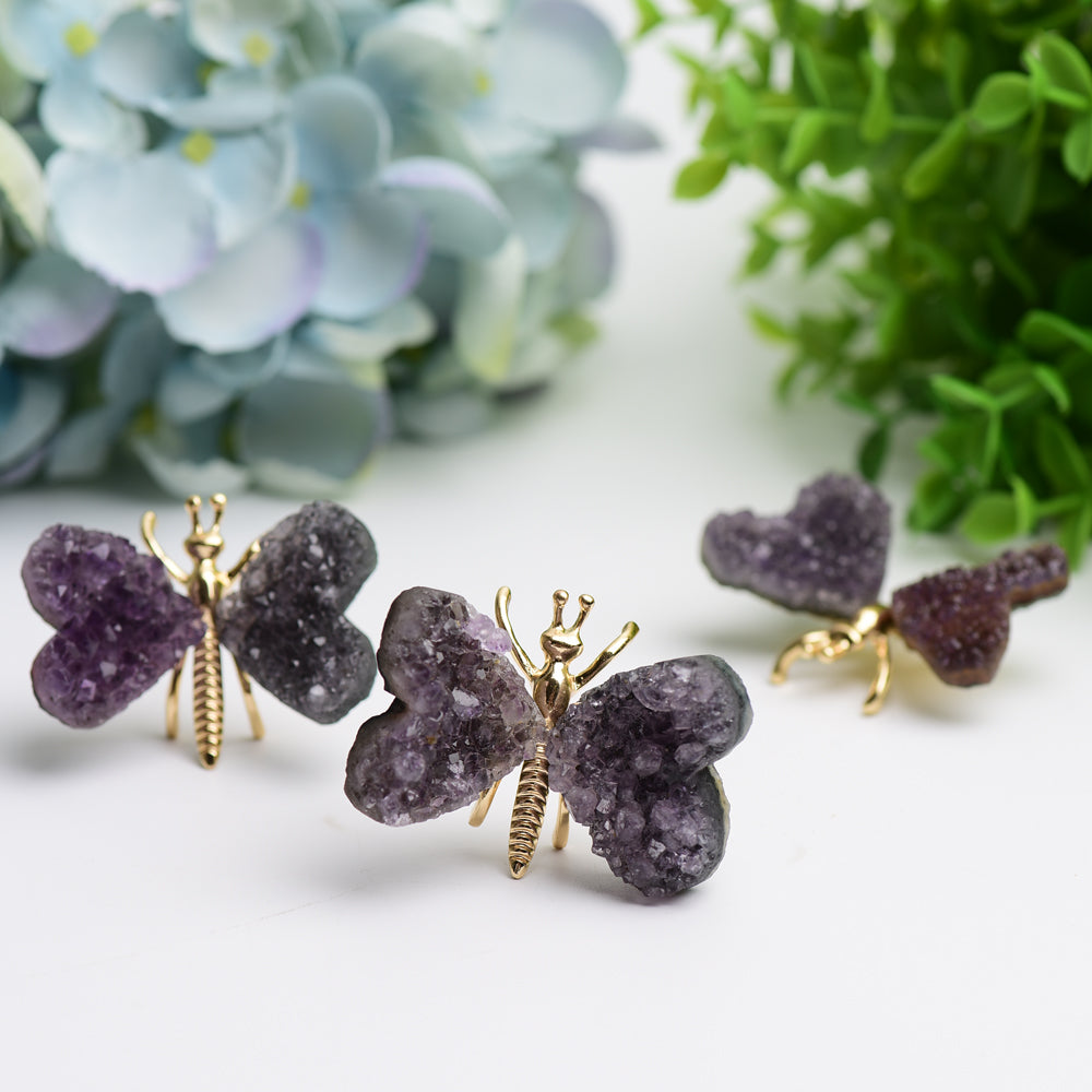 2.1" Amethyst Cluster Butterfly Design Free Form Bulk Wholesale  Wholesale Crystals