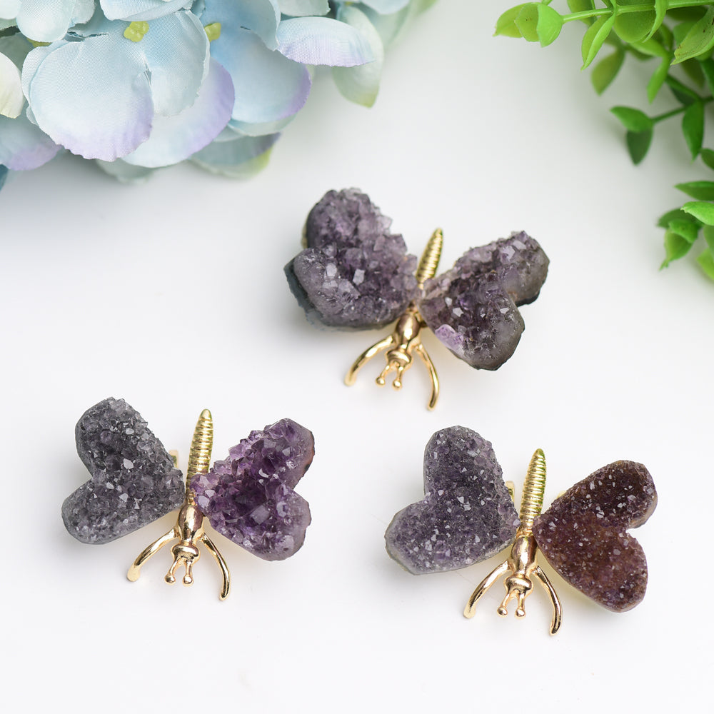 2.1" Amethyst Cluster Butterfly Design Free Form Bulk Wholesale  Wholesale Crystals
