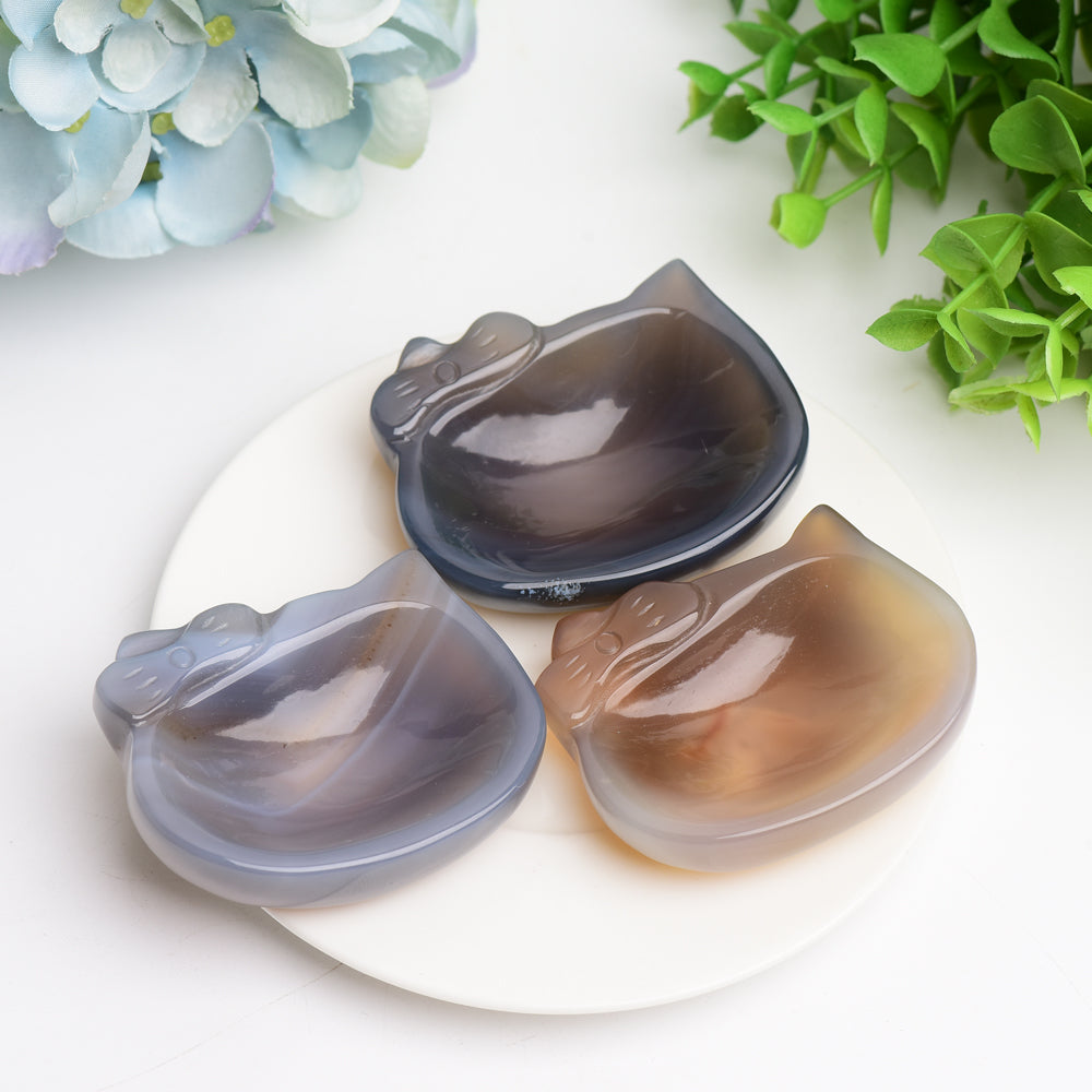 2.5" Agate Hello Kitty Bowl Crystal Carving Bulk Wholesale  Wholesale Crystals