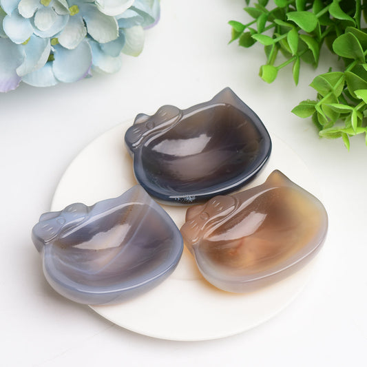2.5" Agate Hello Kitty Bowl Crystal Carving Bulk Wholesale  Wholesale Crystals