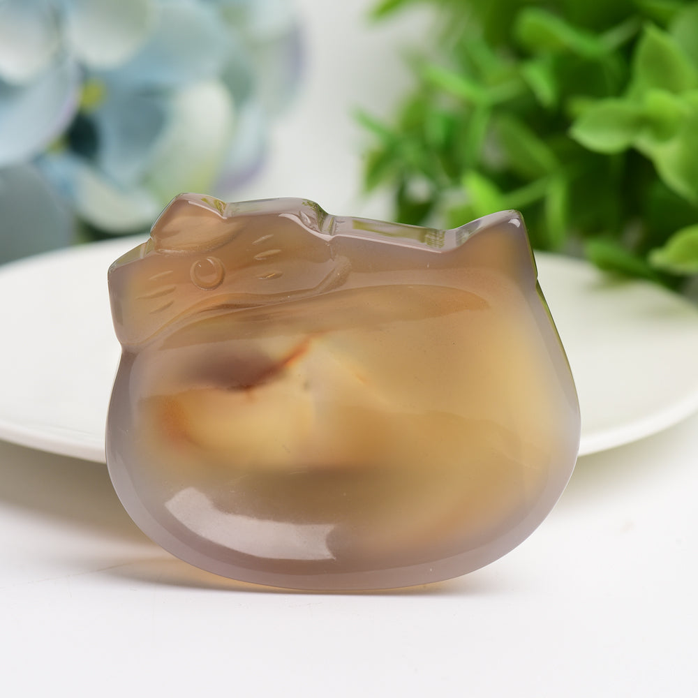 2.5" Agate Hello Kitty Bowl Crystal Carving Bulk Wholesale  Wholesale Crystals