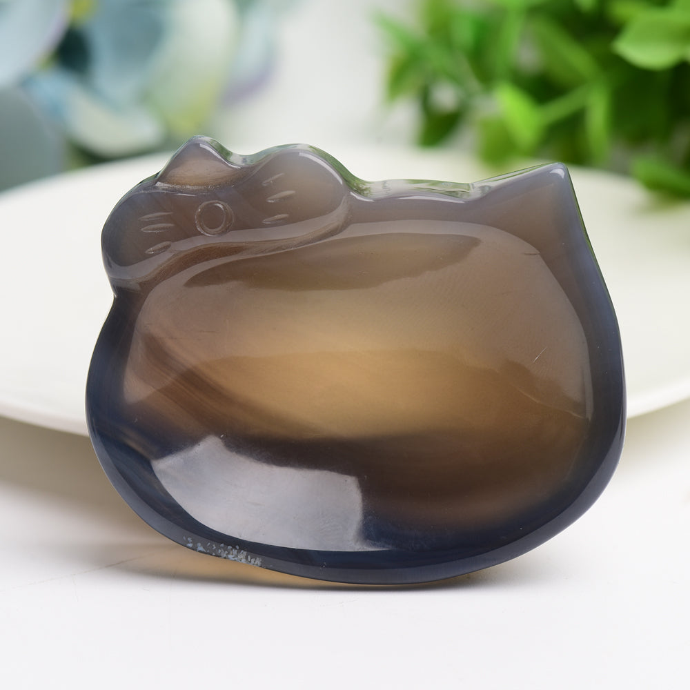 2.5" Agate Hello Kitty Bowl Crystal Carving Bulk Wholesale  Wholesale Crystals