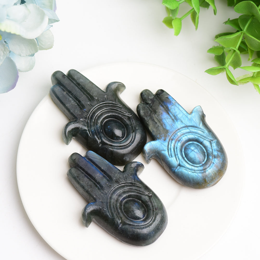 2.5" Labradorite Hand with Eye Cystal Carving Bulk Wholesale  Wholesale Crystals