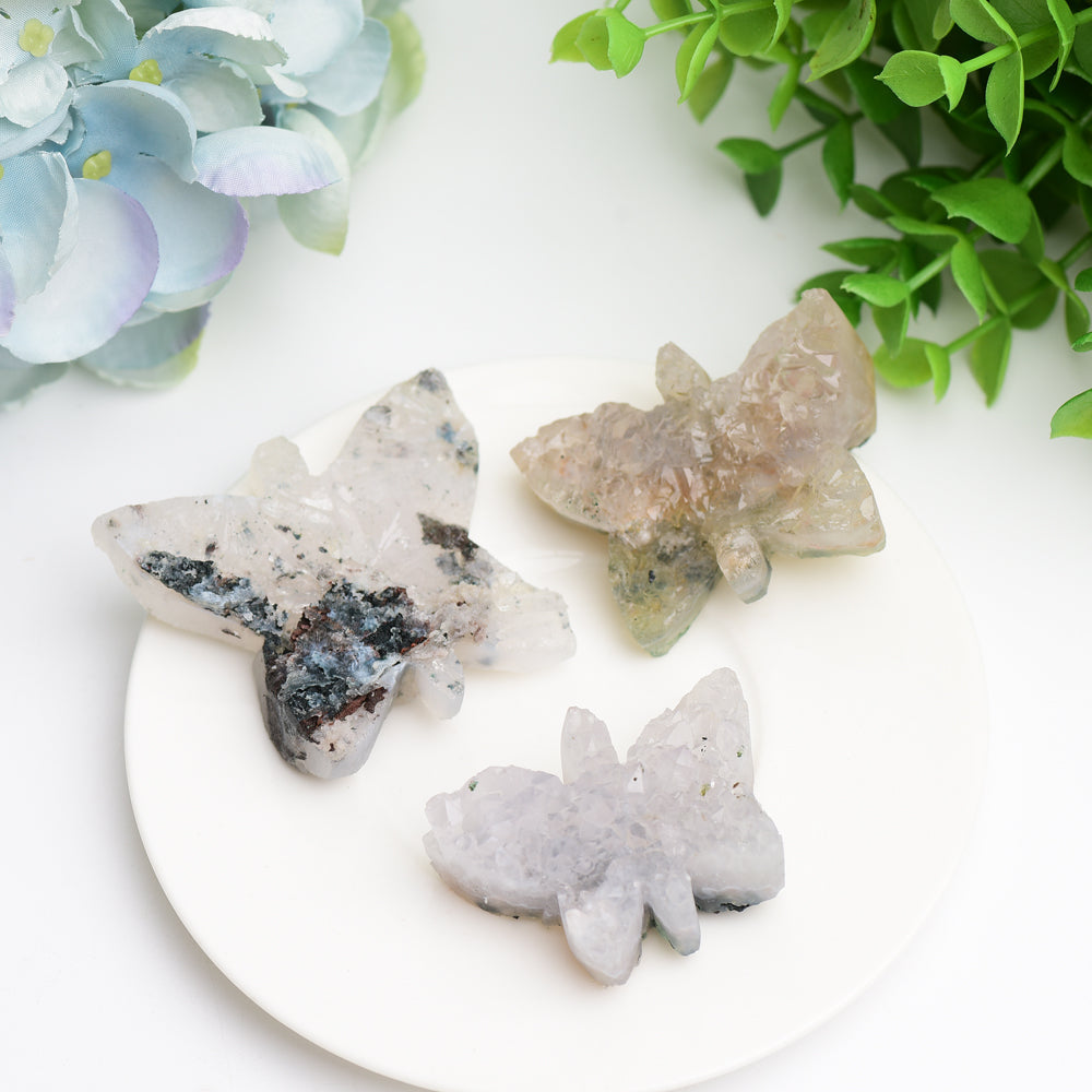 2.0"-2.5" Clear Quartz Cluster Butterfly Crystal Carving Bulk Wholesale  Wholesale Crystals