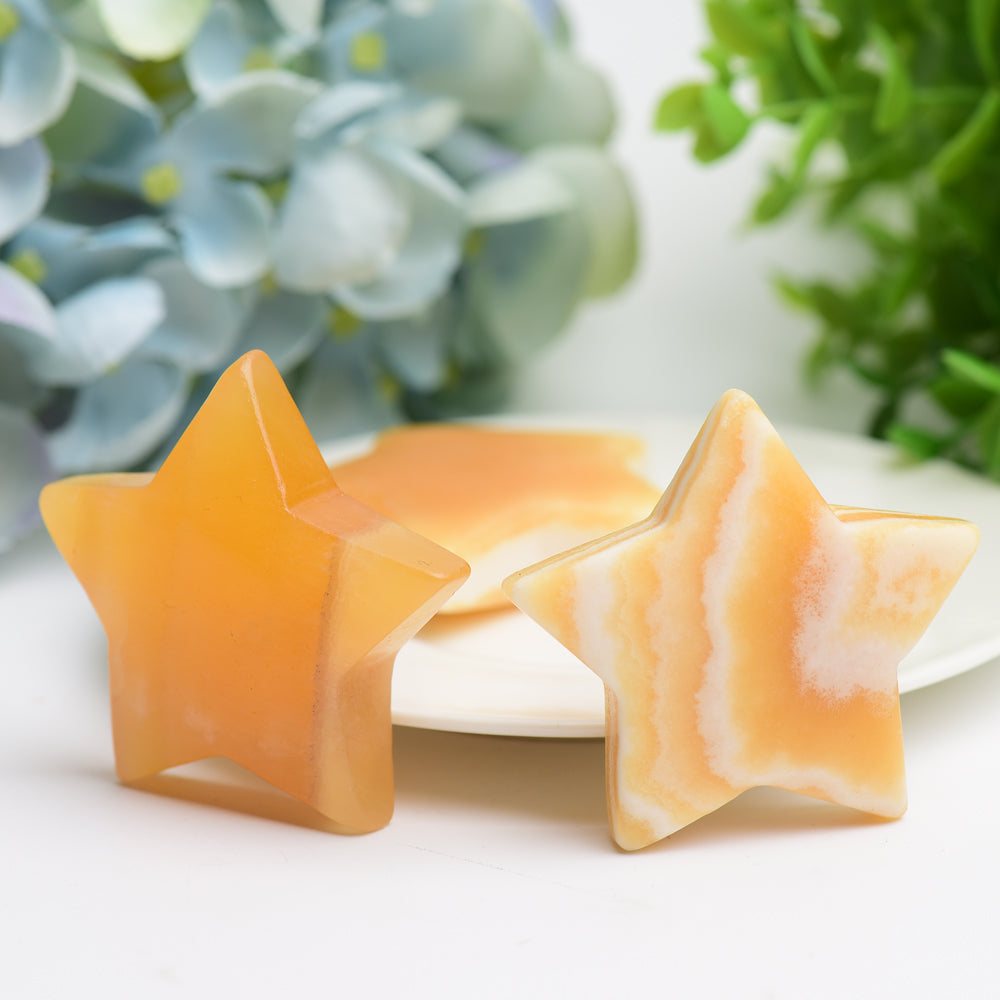 2.2" Orange Calcite Star Crystal Carving Bulk Wholesale  Wholesale Crystals
