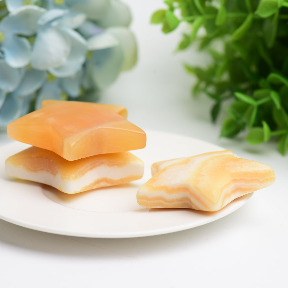 2.2" Orange Calcite Star Crystal Carving Bulk Wholesale  Wholesale Crystals