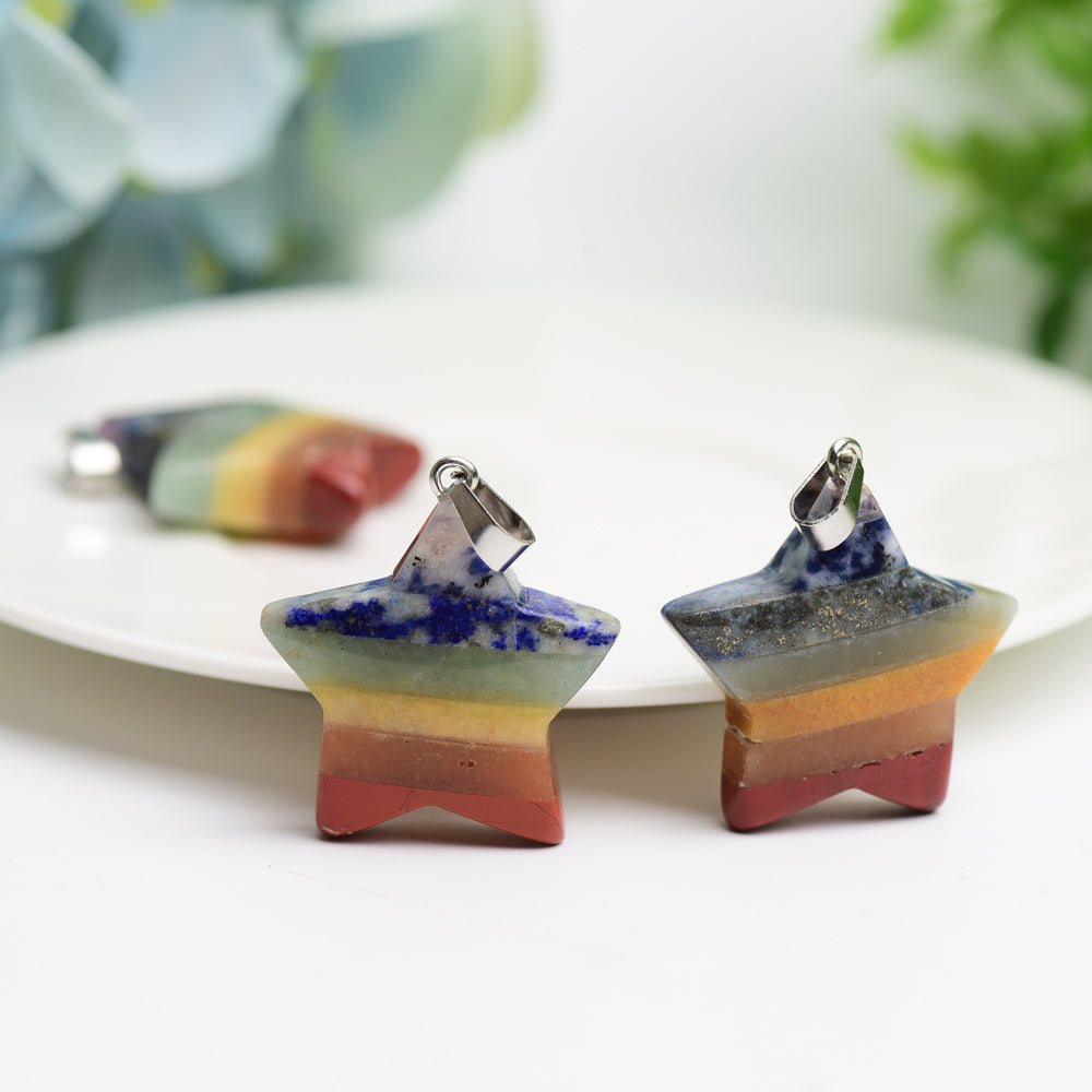 1.3" Chakra Star Crystal Pendant Bulk Wholesale  Wholesale Crystals