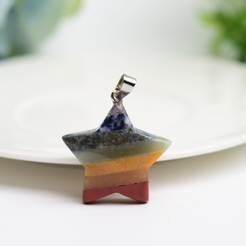 1.3" Chakra Star Crystal Pendant Bulk Wholesale  Wholesale Crystals