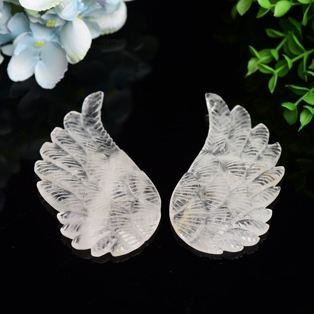4.0" Mixed Crystal Pair of Wings Carving with Metal Display Stand Bulk Wholesale  Wholesale Crystals