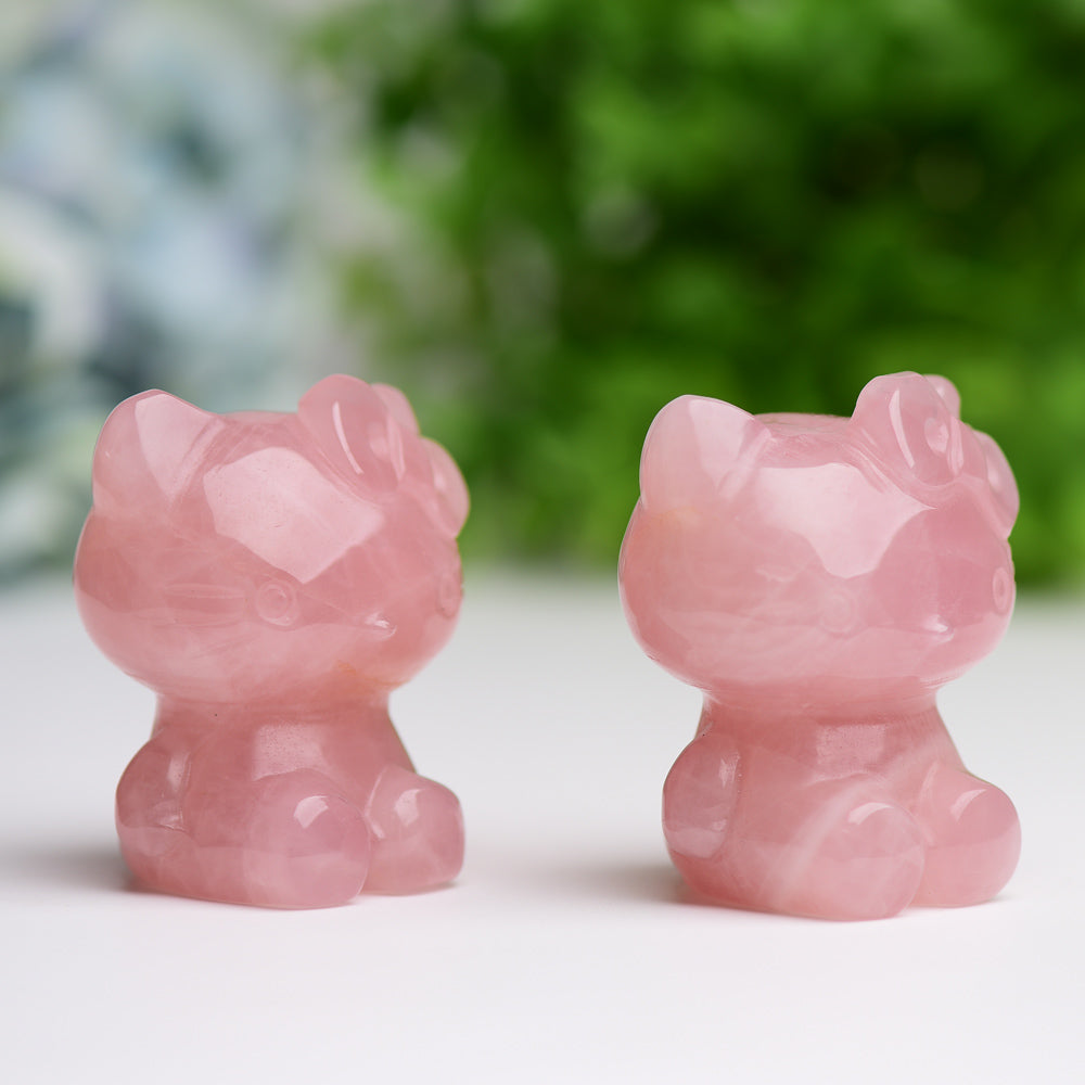 2.2" Rose Quartz Hello Kitty Crystal Carving  Wholesale Crystals