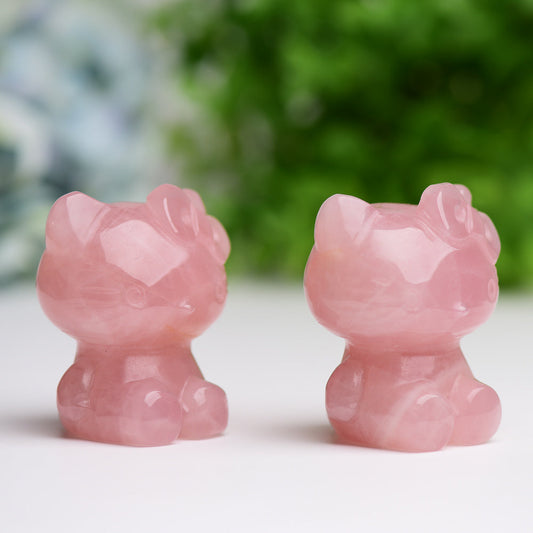 2.2" Rose Quartz Hello Kitty Crystal Carving  Wholesale Crystals