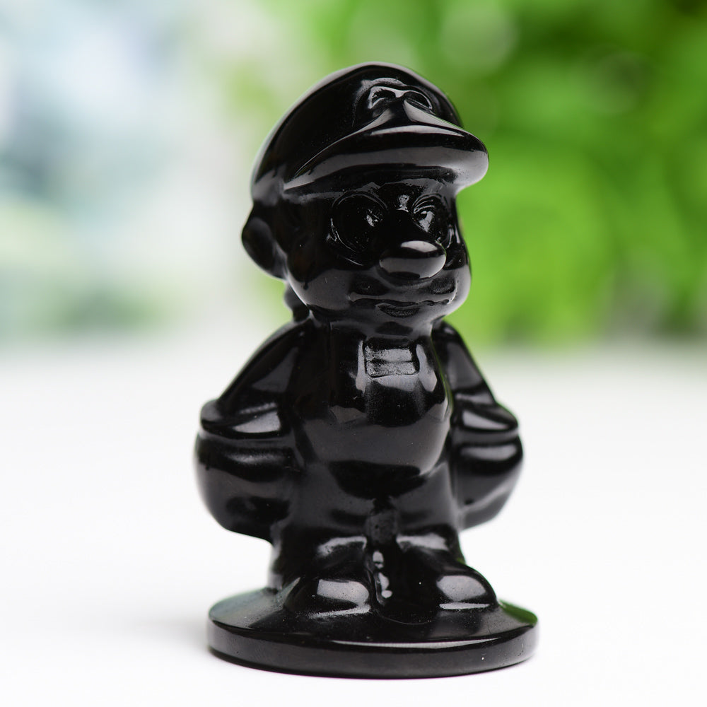 2.6" Black Obsidian Mario Crystal Carving  Wholesale Crystals