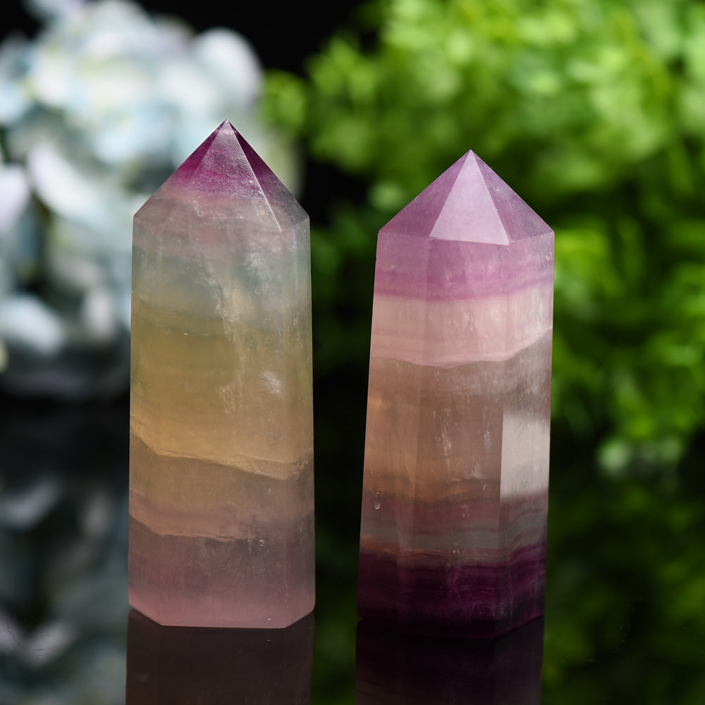 4.0"-5.0" Rainbow Fluorite Crystal Tower Bulk Wholesale  Wholesale Crystals